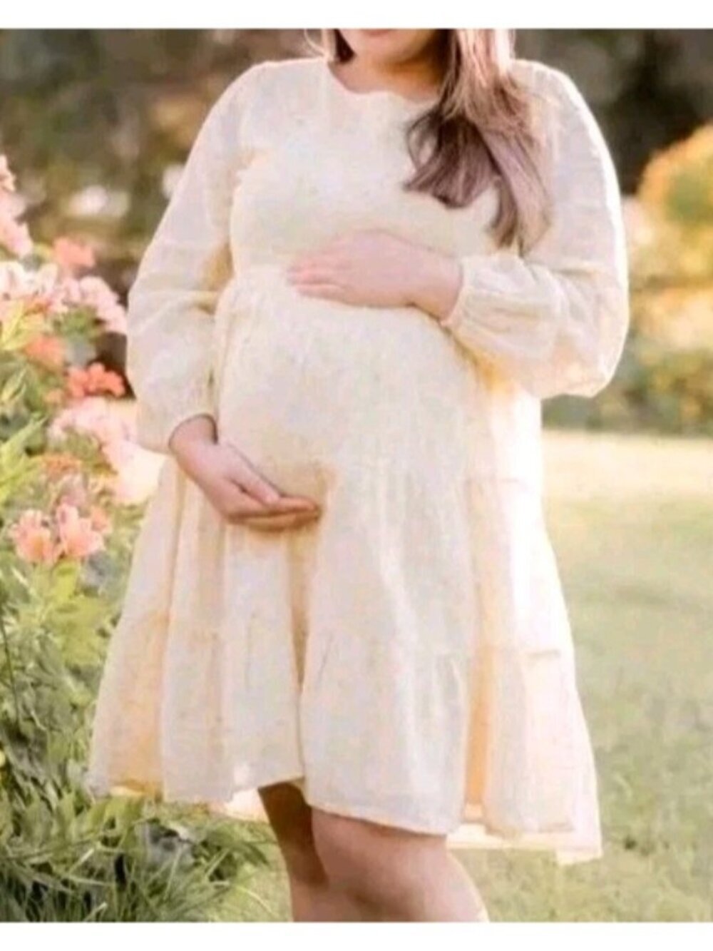 New Kindred Bravely Millie Maternity Dress Tiered Nursing Floral Long Sleeve M